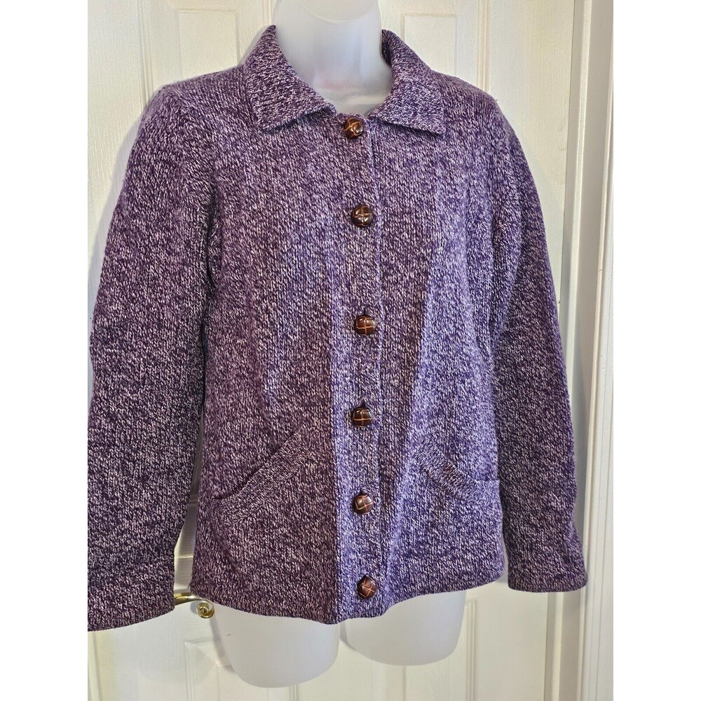 Vintage Paula Cahen d'Anvers Purple Cardigan Jacket 100% Wool Size 1 *READ
